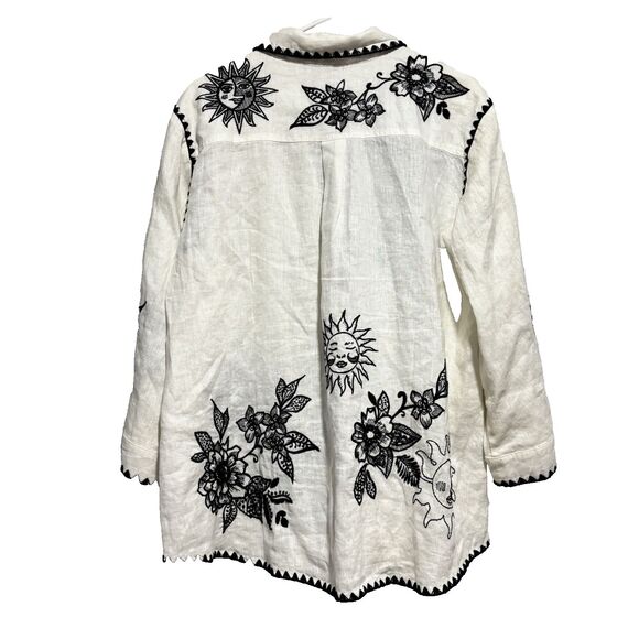 Johnny Was Addison Kimono Sleeve Shirt Floral Embroidery Large Embroidered Sun - Picture 8 of 14